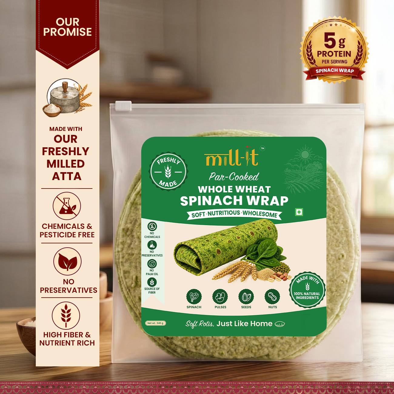 Par-Cooked Spinach Wrap