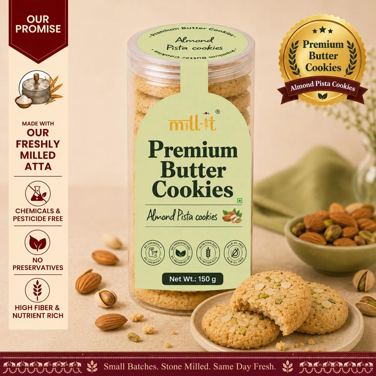 Freshly Baked Almond Pista Butter Cookies
