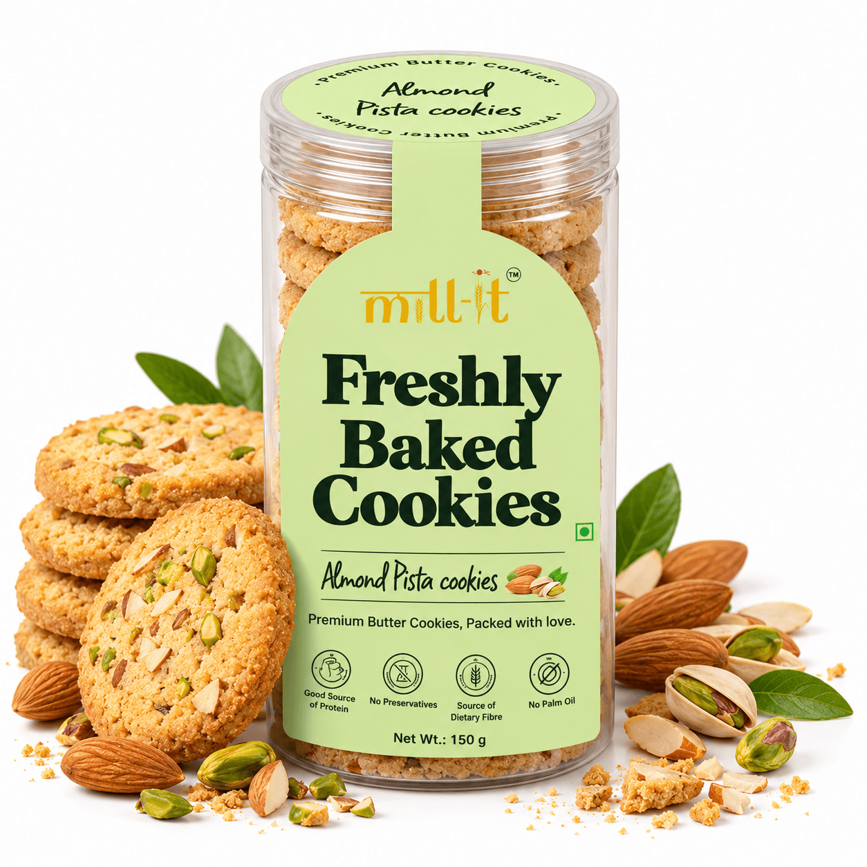 Freshly Baked Almond Pista Butter Cookies