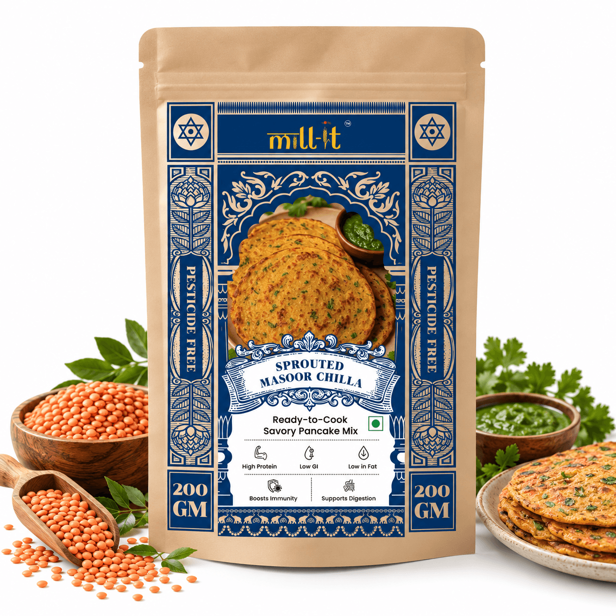 Sprouted Masoor Dal Chilla - 200 gm