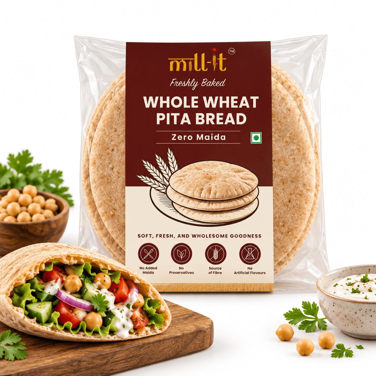 Freshly Baked Pita Bread 100 gm (2 pcs)