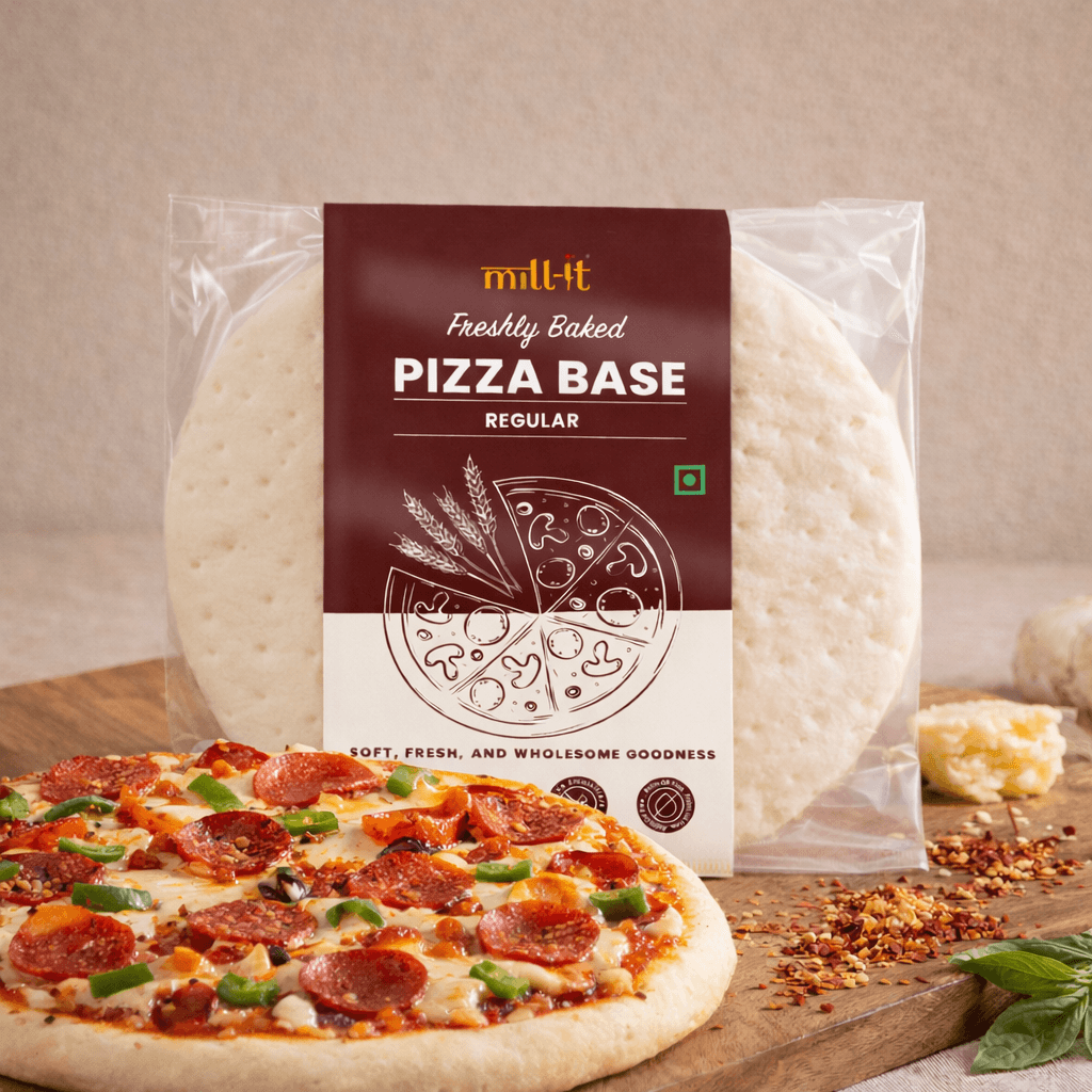 Freshly Baked Whole Wheat Regular Pizza Base- 100 gm (2 pcs)