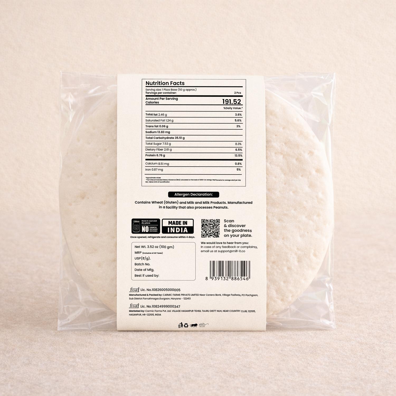 Freshly Baked Thin Crust Pizza Base- 100 gm (2 pcs) thumbnail 2