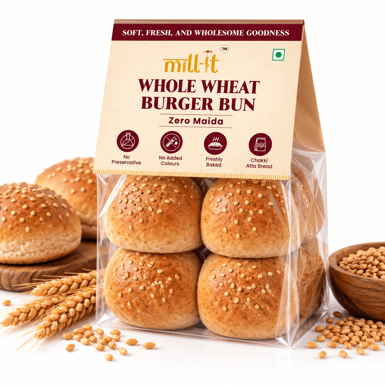 Freshly Baked Whole Wheat Burger Bun