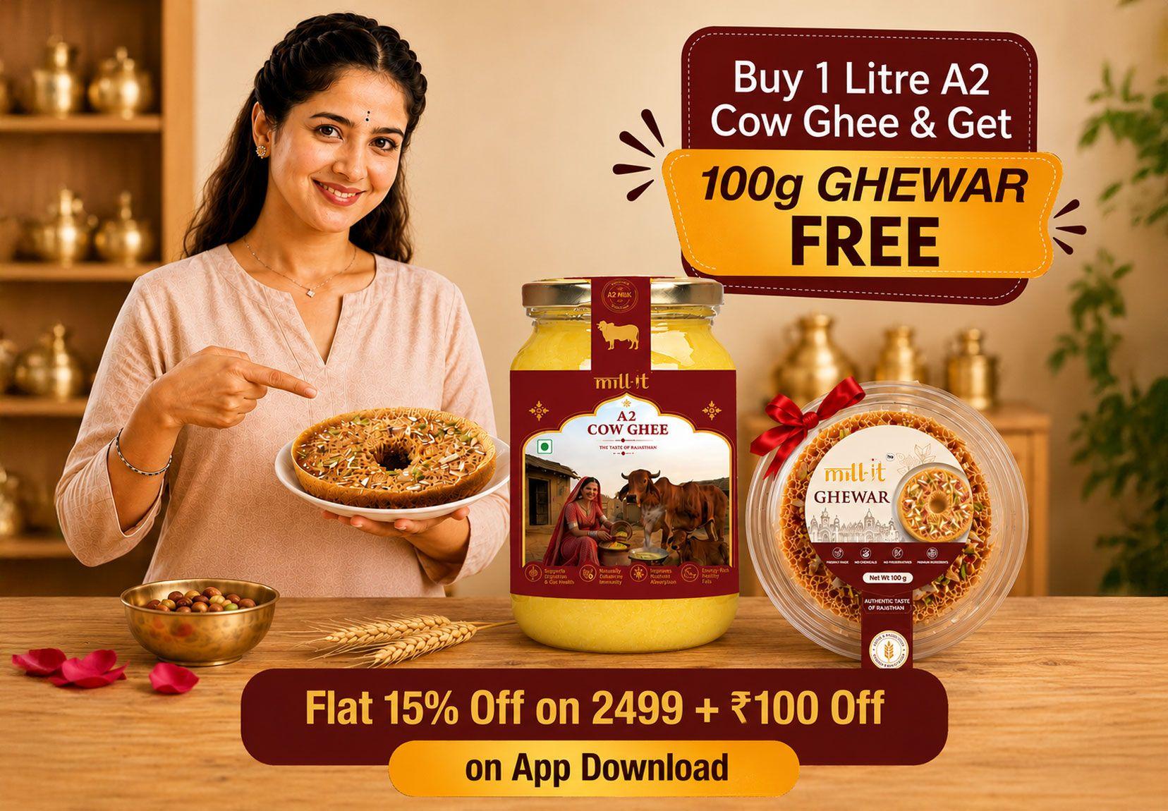 Free Ghewar on 1Ltr Ghee