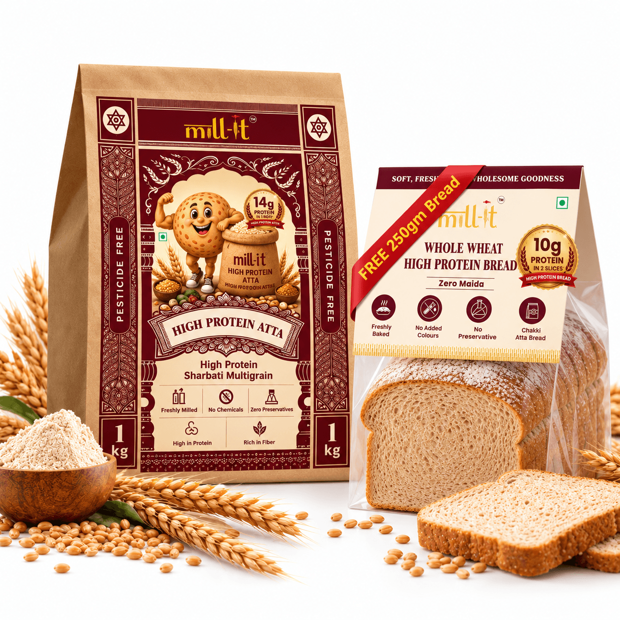 Buy 1 Kg High Protein Atta Get High Protein Bread Free