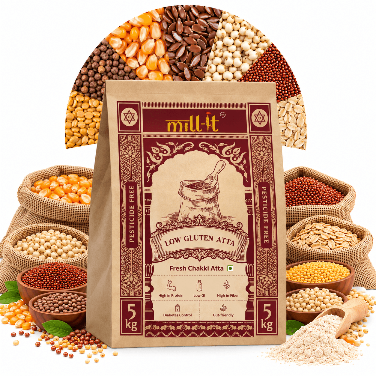 Low Gluten Multigrain Atta-1kg