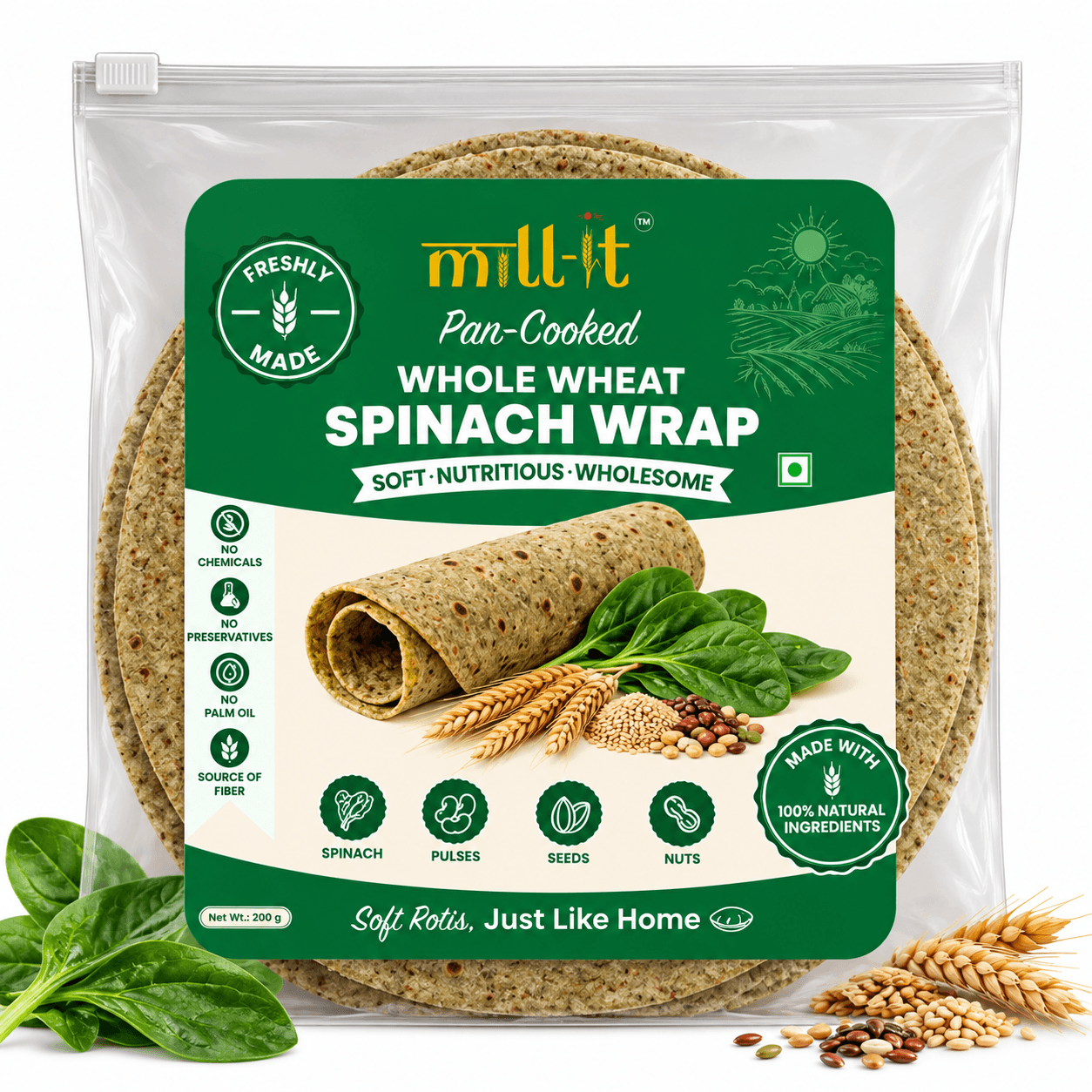 Par-Cooked Spinach Wrap