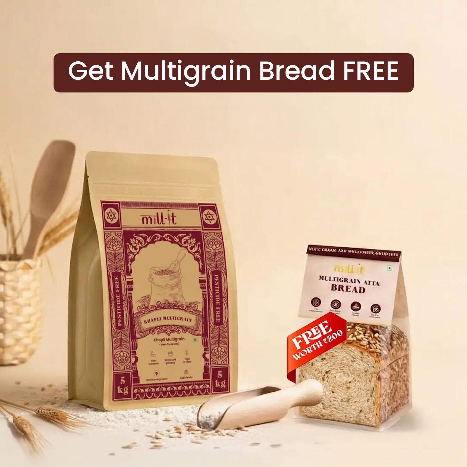 Free Multigrain Bread on 5 kg Khapli Multigrain Atta