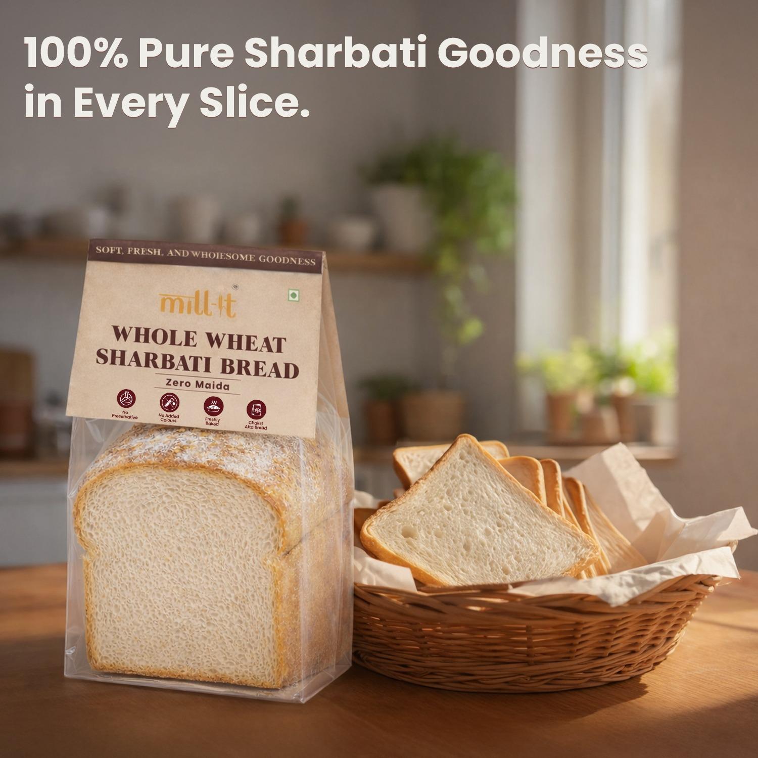 Freshly Baked Sharbati Whole Wheat Bread