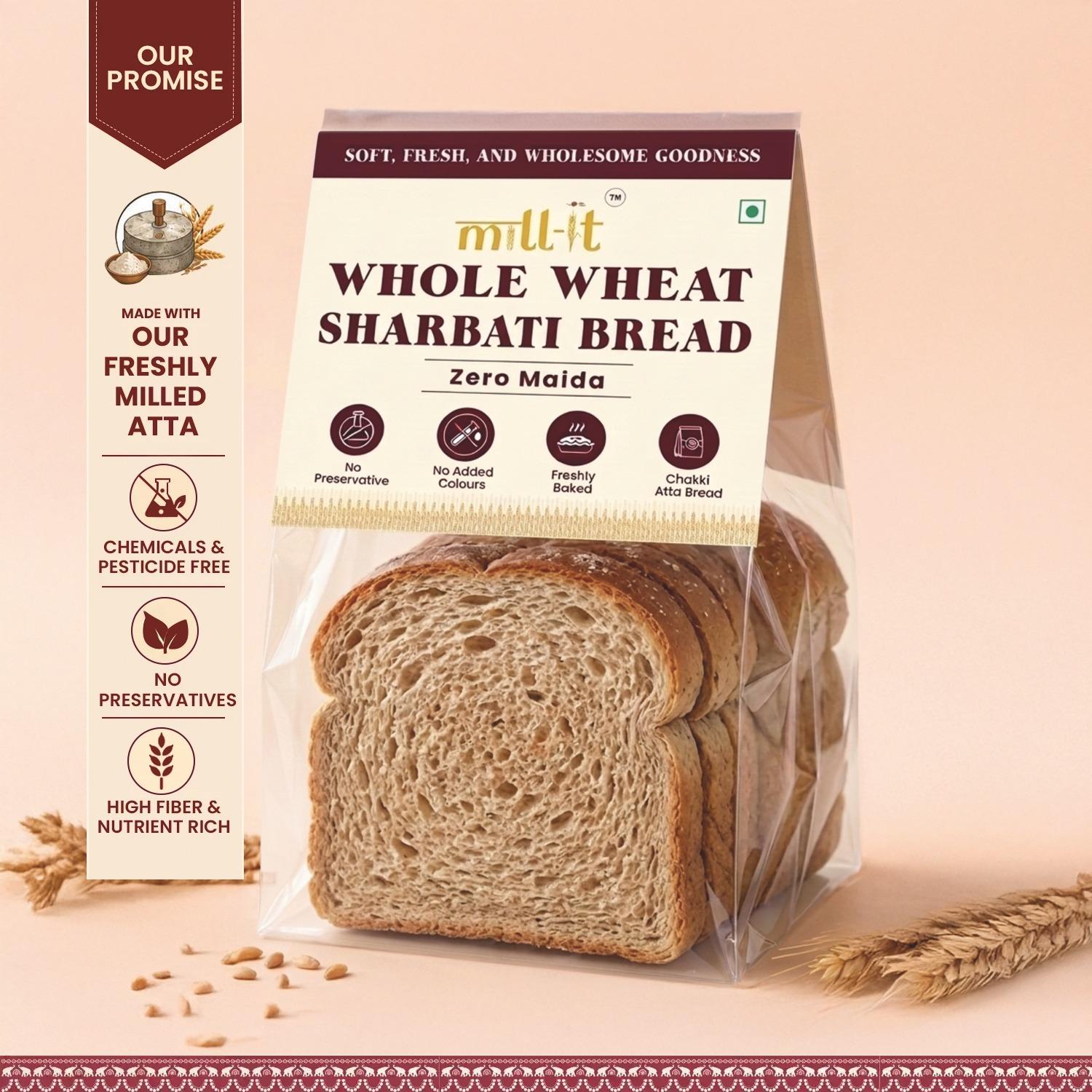Freshly Baked Sharbati Whole Wheat Bread
