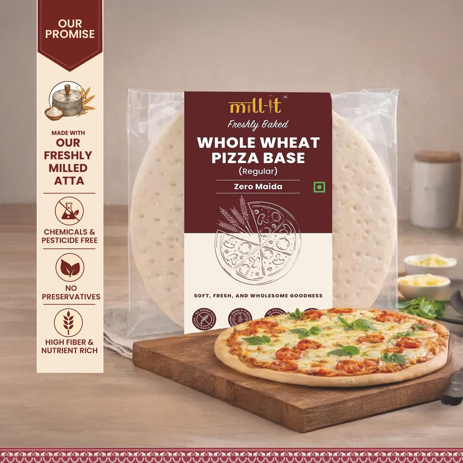Freshly Baked Whole Wheat Regular Pizza Base- 100 gm (2 pcs)