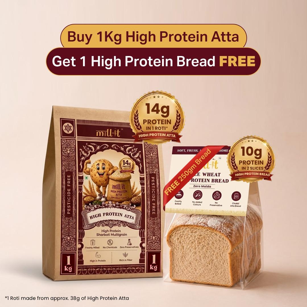 Buy 1 Kg High Protein Atta Get High Protein Bread Free