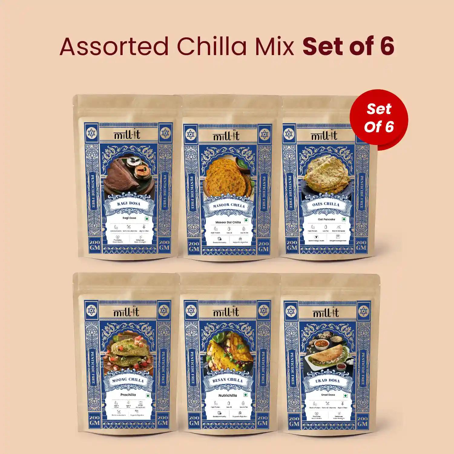 Assorted chilla mix Set of 6